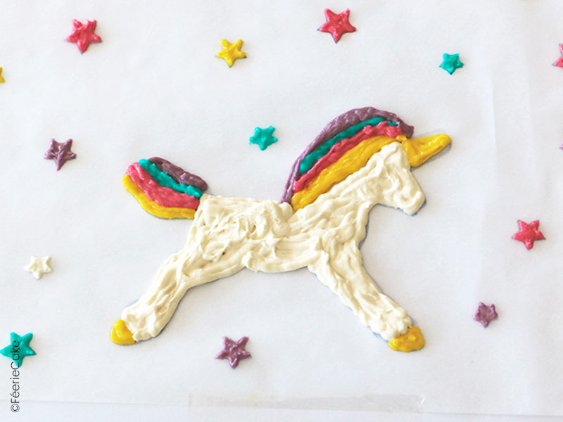 Le gabarit licorne de la recette du gâteau roulé licorne