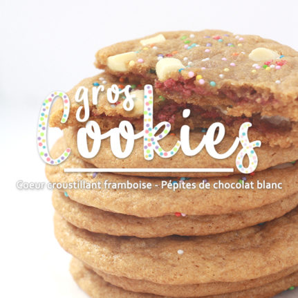 Jumbo cookies cœur croustillant framboise et chocolat blanc