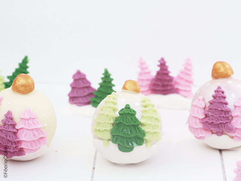 réalisation en chocolat boules de Noël à croquer