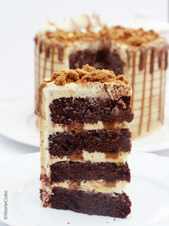 Layer cake chocolat, ganache chocolat blanc, spéculoos et buttercream