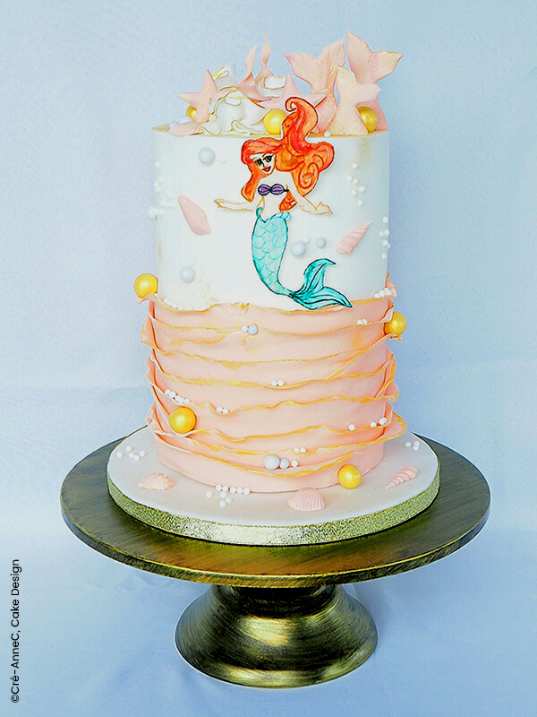 Décoration de gâteau d'anniversaire de princesse, sirène, perle