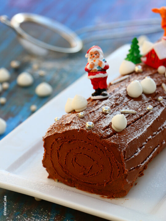 Bûche cheesecake au chocolat - dessert de Noël